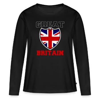 England Großbritannien - Frauen Premium Bio Langarmshirt - Schwarz - Vorne - Julia (174cm)