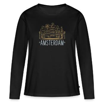 Amsterdam - T-shirt manches longues Premium bio Femme - noir - Devant - Julia (174cm)