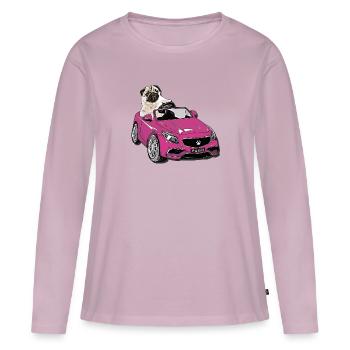 Pug Racer - Pug Driving Car - Women's Premium Organic Long Sleeve Shirt - dusky pink - Front - Julia (174cm)