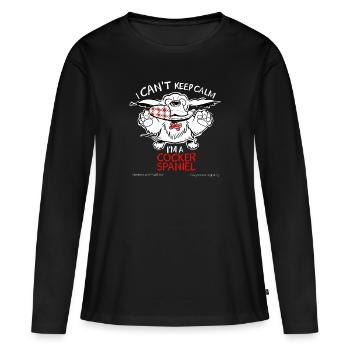 Ne peut pas garder son calme - T-shirt manches longues Premium bio Femme - noir - Devant - Julia (174cm)