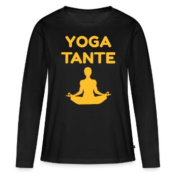 Yoga Tante - Frauen Premium Bio Langarmshirt - Schwarz - Vorne - Julia (174cm)