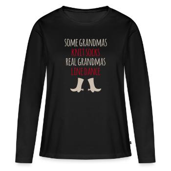 Linedance Line Dance Grand-mère Danse de couple Danse de couple - T-shirt manches longues Premium bio Femme - noir - Devant - Julia (174cm)