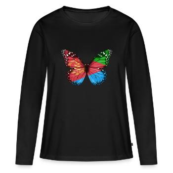 Schmetterlingsflagge Von Eritrea - Frauen Premium Bio Langarmshirt - Schwarz - Vorne - Julia (174cm)