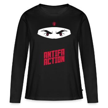 Action Antifa - Ninja - T-shirt manches longues Premium bio Femme - noir - Devant - Julia (174cm)