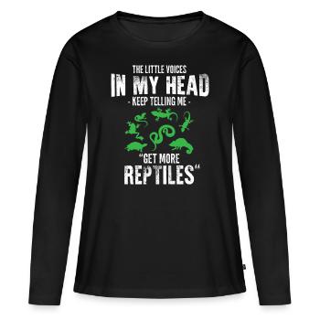 Cadeau de reptile pour animaux de compagnie reptile - T-shirt manches longues Premium bio Femme - noir - Devant - Julia (174cm)