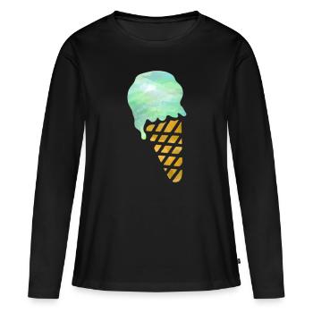 Eiscreme - Frauen Premium Bio Langarmshirt - Schwarz - Vorne - Julia (174cm)