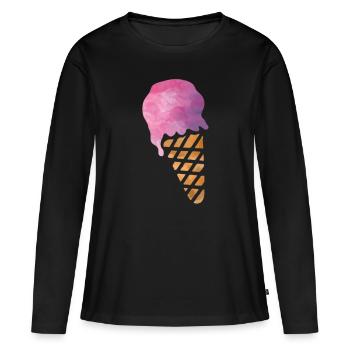 Eiscreme - Frauen Premium Bio Langarmshirt - Schwarz - Vorne - Julia (174cm)