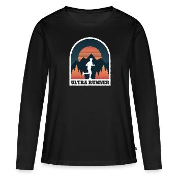 Cadeau Ultra Run "Ultra Runner" pour les coureurs ultra - T-shirt manches longues Premium bio Femme - noir - Devant - Julia (174cm)
