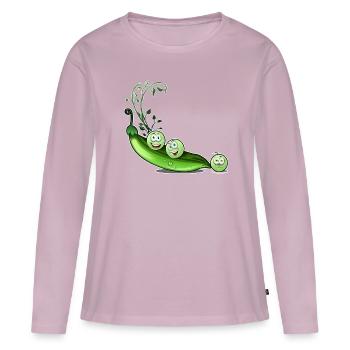 Erbsen Bohnen Humor - Frauen Premium Bio Langarmshirt - Altrosa - Vorne - Julia (174cm)