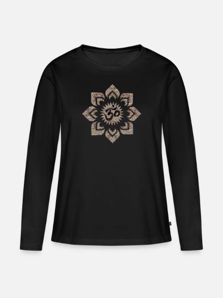 mandala om - Frauen Premium Bio Langarmshirt - Schwarz