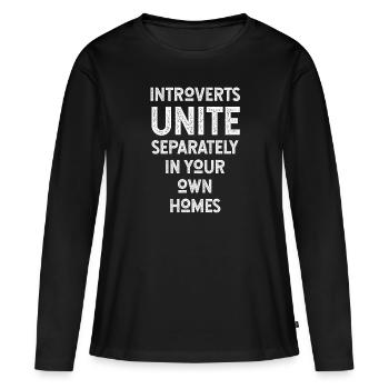 Les introvertis s'unissent séparément dans vos propres maisons - T-shirt manches longues Premium bio Femme - noir - Devant - Julia (174cm)