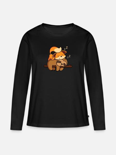 Süßes Fuchs Geschenk - Frauen Premium Bio Langarmshirt - Schwarz