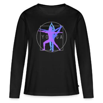 Homme de vitruve yoga yoga mouvement logo dames - T-shirt manches longues Premium bio Femme - noir - Devant - Julia (174cm)