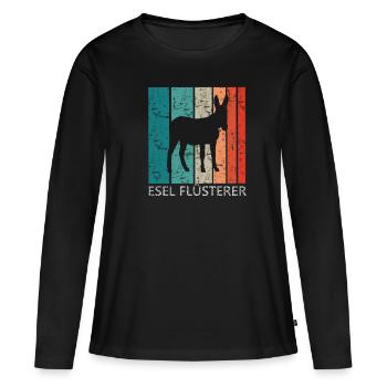 Esel Flüsterer Retro Vintage T Shirt - Frauen Premium Bio Langarmshirt - Schwarz - Vorne - Julia (174cm)
