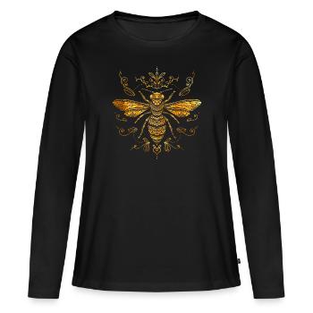 Tatouage tribal mandala abeilles - T-shirt manches longues Premium bio Femme - noir - Devant - Julia (174cm)