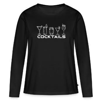Des cocktails - T-shirt manches longues Premium bio Femme - noir - Devant - Julia (174cm)