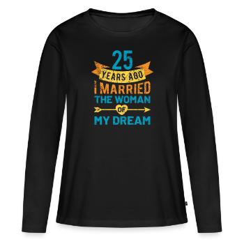 25e anniversaire de mariage mariage en argent disant cadeau - T-shirt manches longues Premium bio Femme - noir - Devant - Julia (174cm)
