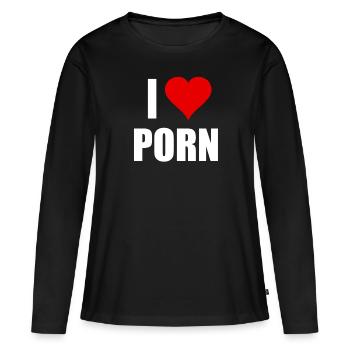 J'aime le porno, le sexe pervers - T-shirt manches longues Premium bio Femme - noir - Devant - Julia (174cm)