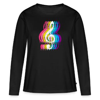 Musician clef treble clef music - Women's Premium Organic Long Sleeve Shirt - black - Front - Julia (174cm)