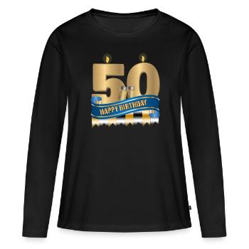 50. Geburtstag - Frauen Premium Bio Langarmshirt - Schwarz - Vorne - Julia (174cm)