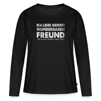 Ich liebe meinen wunderbaren Freund Spruch - Frauen Premium Bio Langarmshirt - Schwarz - Vorne - Julia (174cm)