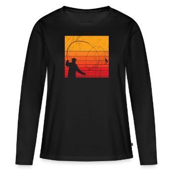 Fliegen Angler Fischer Fliegenangler Geschenk - Frauen Premium Bio Langarmshirt - Schwarz - Vorne - Julia (174cm)