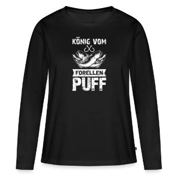 Angel König vom Forellenpuff Forellensee Geschenk - Frauen Premium Bio Langarmshirt - Schwarz - Vorne - Julia (174cm)