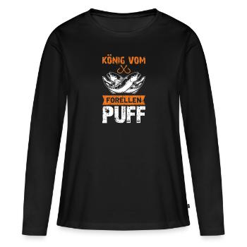 König vom Forellenpuff Angler Forellen Geschenk - Frauen Premium Bio Langarmshirt - Schwarz - Vorne - Julia (174cm)