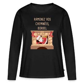 humour noel - T-shirt manches longues Premium bio Femme - noir - Devant - Julia (174cm)