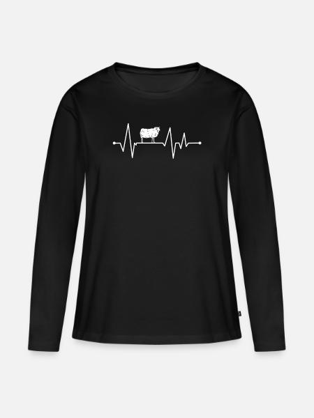 Schaf Herzschlag Bauer Schäfer Schafhirte - Frauen Premium Bio Langarmshirt - Schwarz