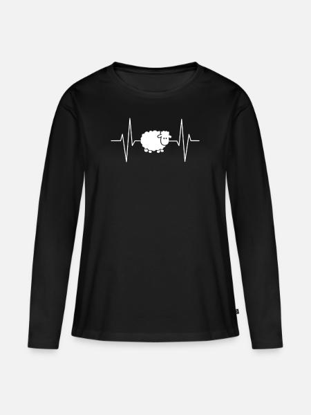 Schaf Schäfer Herzschlag Schafhirte Bauer - Frauen Premium Bio Langarmshirt - Schwarz