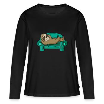Faultier lustig auf Sofa Geschenk - Frauen Premium Bio Langarmshirt - Schwarz - Vorne - Julia (174cm)