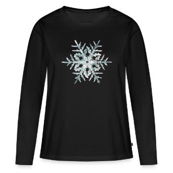 Cristaux de neige - T-shirt manches longues Premium bio Femme - noir - Devant - Julia (174cm)