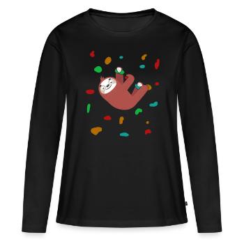 Bunte Kletterwand Faultier Kletterer Boulder - Frauen Premium Bio Langarmshirt - Schwarz - Vorne - Julia (174cm)