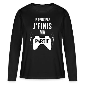 joueur de jeux Vidéo drôle - T-shirt manches longues Premium bio Femme - noir - Devant - Julia (174cm)