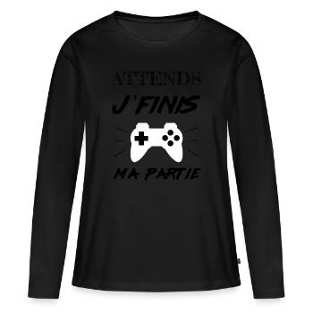 je peux pas j'ai console - T-shirt manches longues Premium bio Femme - noir - Devant - Julia (174cm)