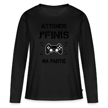 joueur de jeux Vidéo - T-shirt manches longues Premium bio Femme - noir - Devant - Julia (174cm)