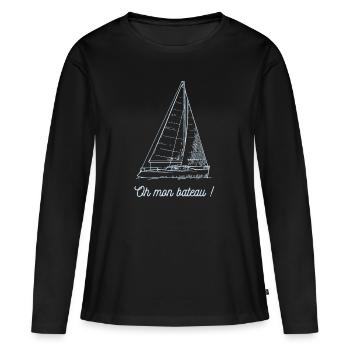 Oh mon bateau ! - T-shirt manches longues Premium bio Femme - noir - Devant - Julia (174cm)