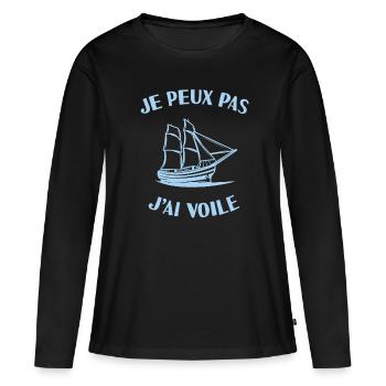 Je peux pas j'ai voile - T-shirt manches longues Premium bio Femme - noir - Devant - Julia (174cm)