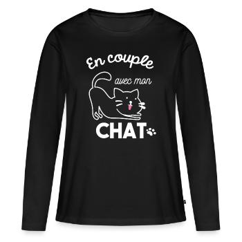 t shirt chat homme - T-shirt manches longues Premium bio Femme - noir - Devant - Julia (174cm)