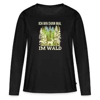 Ich bin dann mal im Wald Wildtier Jagd Geschenk - Frauen Premium Bio Langarmshirt - Schwarz - Vorne - Julia (174cm)