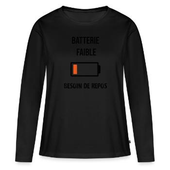 BATTERIE FAIBLE - T-shirt manches longues Premium bio Femme - noir - Devant - Julia (174cm)