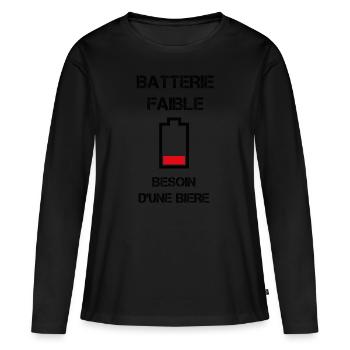 Batterie faible - T-shirt manches longues Premium bio Femme - noir - Devant - Julia (174cm)