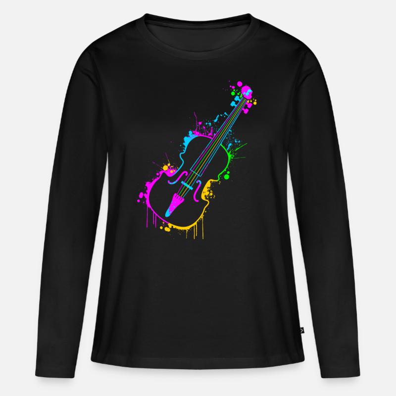 Violine - Frauen Premium Bio Langarmshirt - Schwarz