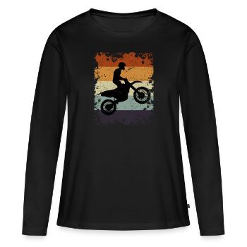 Vintage Motocross Dirtbike Motorrad Motorradfahrer - Frauen Premium Bio Langarmshirt - Schwarz - Vorne - Julia (174cm)