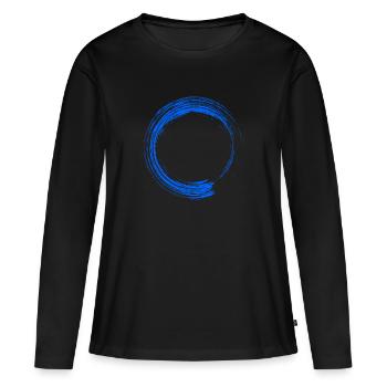Rond design brosse bleu - T-shirt manches longues Premium bio Femme - noir - Devant - Julia (174cm)