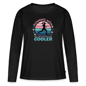 Running Gift Women's Running Mom Mom Saying - Women's Premium Organic Long Sleeve Shirt - black - Front - Julia (174cm)