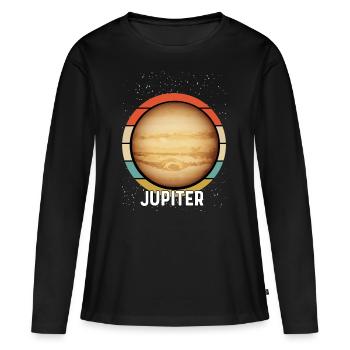 Planète Jupiter - T-shirt manches longues Premium bio Femme - noir - Devant - Julia (174cm)