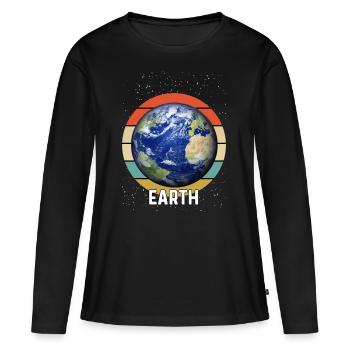 Terre - T-shirt manches longues Premium bio Femme - noir - Devant - Julia (174cm)
