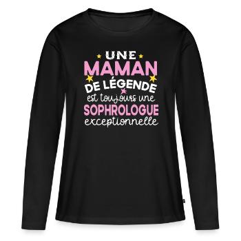 Maman Sophrologue Sophrologie Médecine Cadeau - T-shirt manches longues Premium bio Femme - noir - Devant - Julia (174cm)